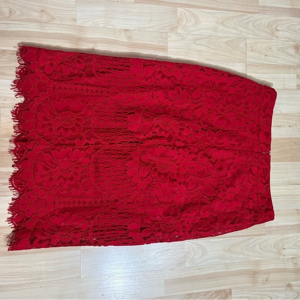 Lulus Womens Red Allis Lace Pencil Skirt Size Medium - Picture 6 of 6